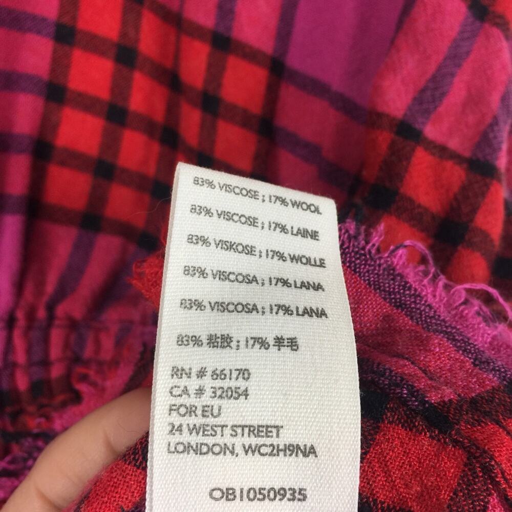 Free People Pacific Dawn Red Pink Drawstring Plaid Shirt Medium - Picture 6 of 14